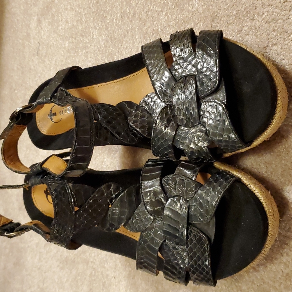 Woven Strap Black Women's Sandals - Platform Espadrille
